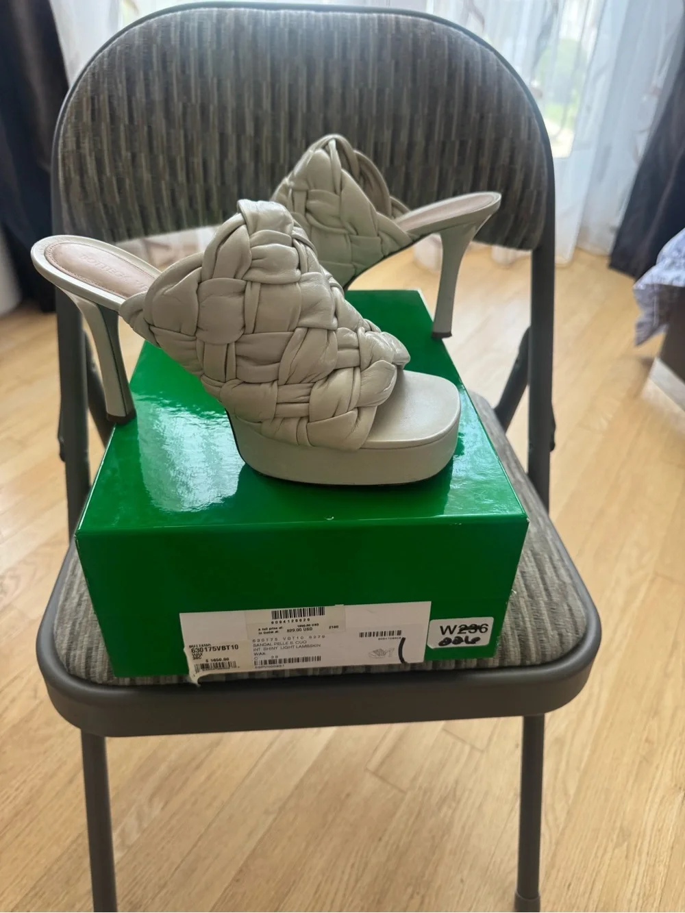 Bottega Veneta Cream Woven Platform Slide Sandals